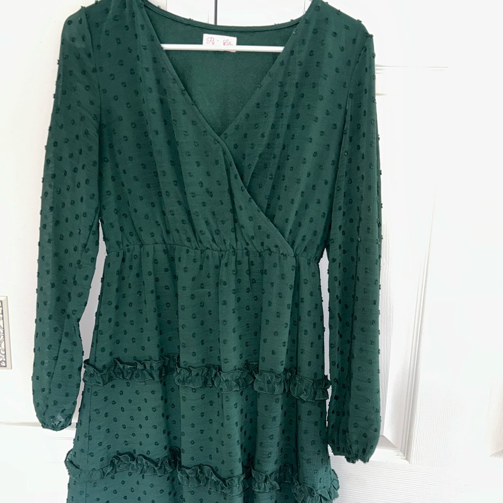 Pink Lily Forest Green Long Sleeve Dress